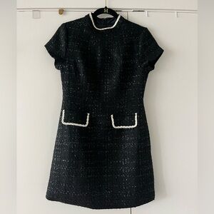 Commense Black Sheath Mini Dress Mock Neck Short Sleeve